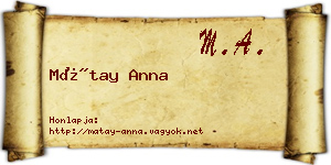 Mátay Anna névjegykártya